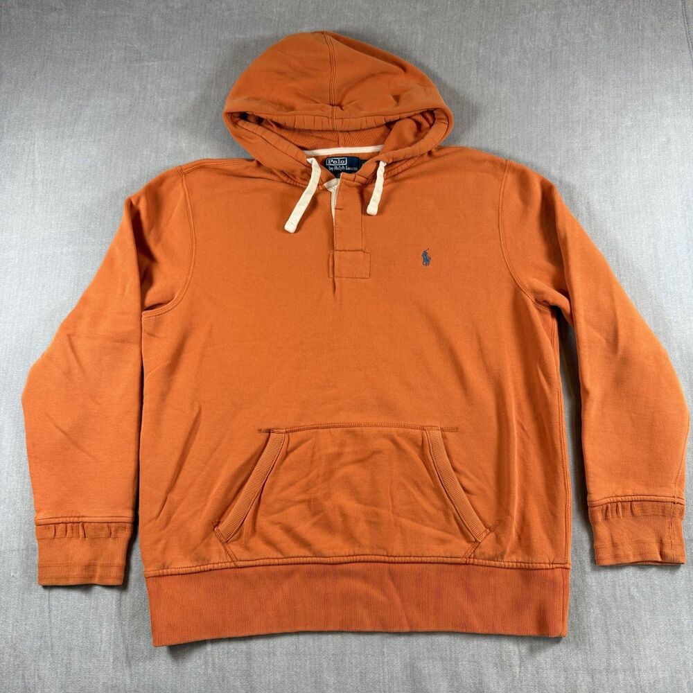 Polo Ralph Lauren Men's RL Fleece Hoodie Sweatshirt Orange Size XL Pony Gorpcore